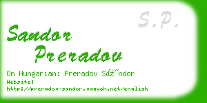 sandor preradov business card